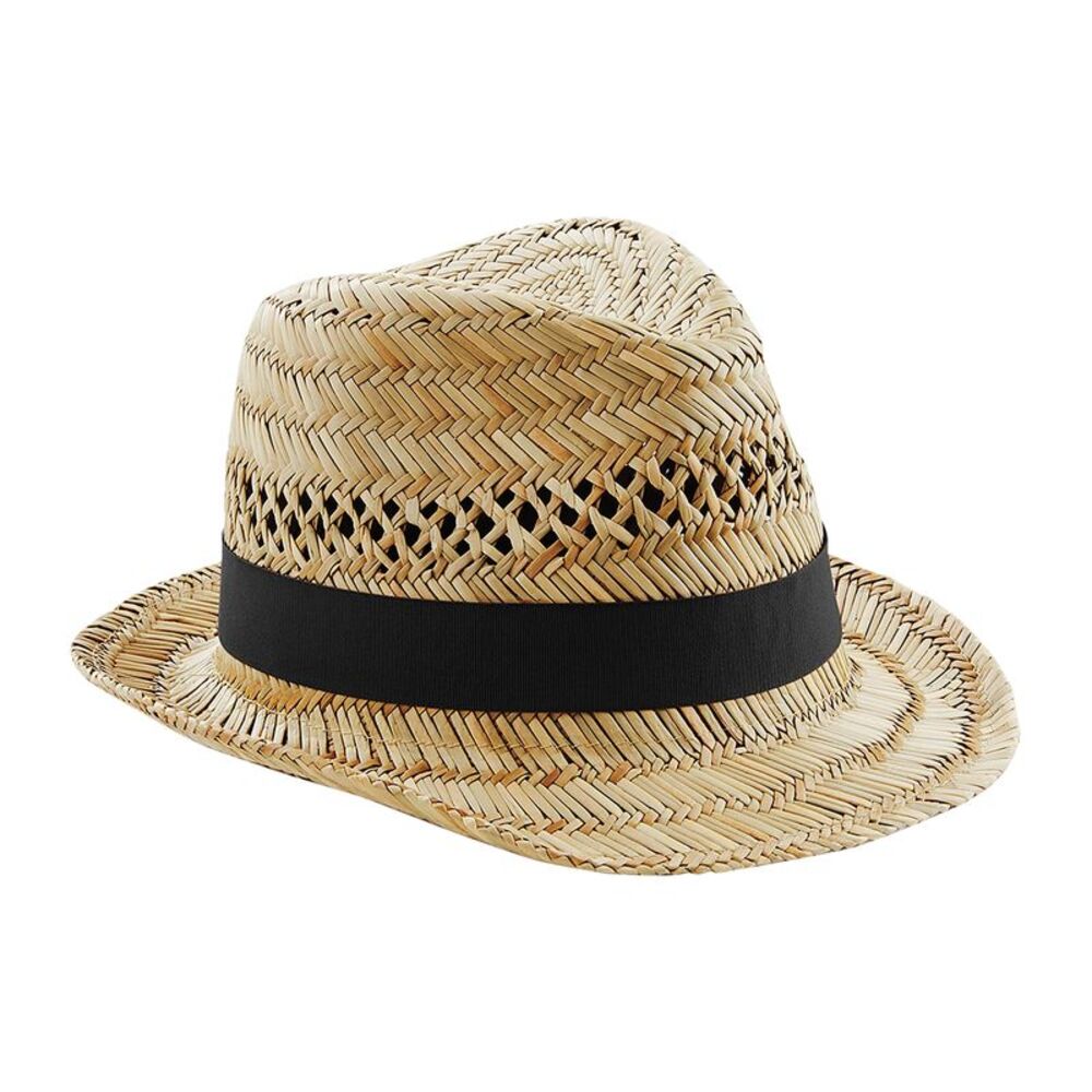 Beechfield Unisex Straw Summer Trilby Hat / Natural